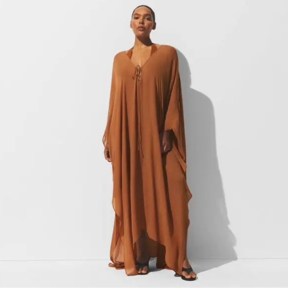 SKIMS Long Kaftan in Chestnut NWOT Size Small Sold Out Online